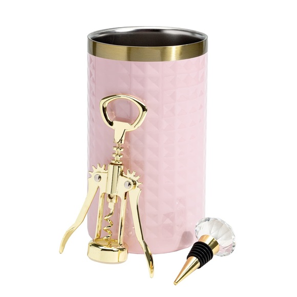 New Paris Hilton Wine Bottle Chiller Gift Set, 3-Piece Set, Pink - Picture 5 of 6
